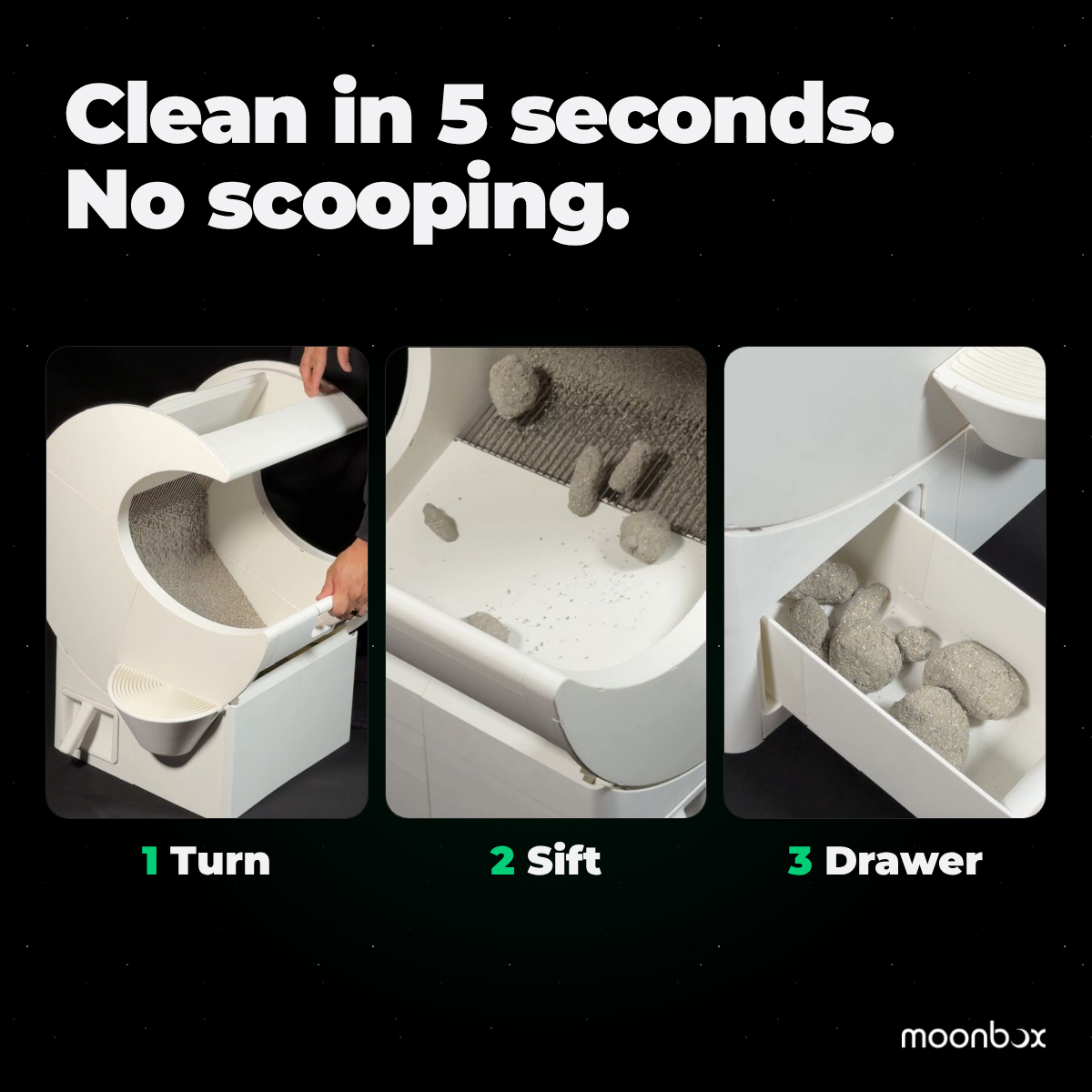 Moonbox Classic cleans in 5 seconds