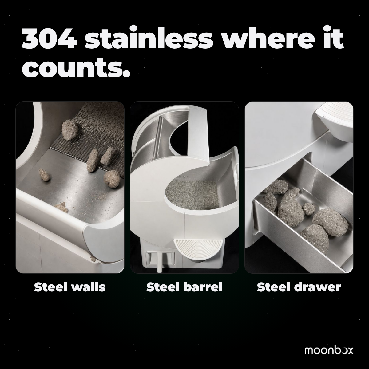 Moonbox Stainless, 304 stainless steel close-up