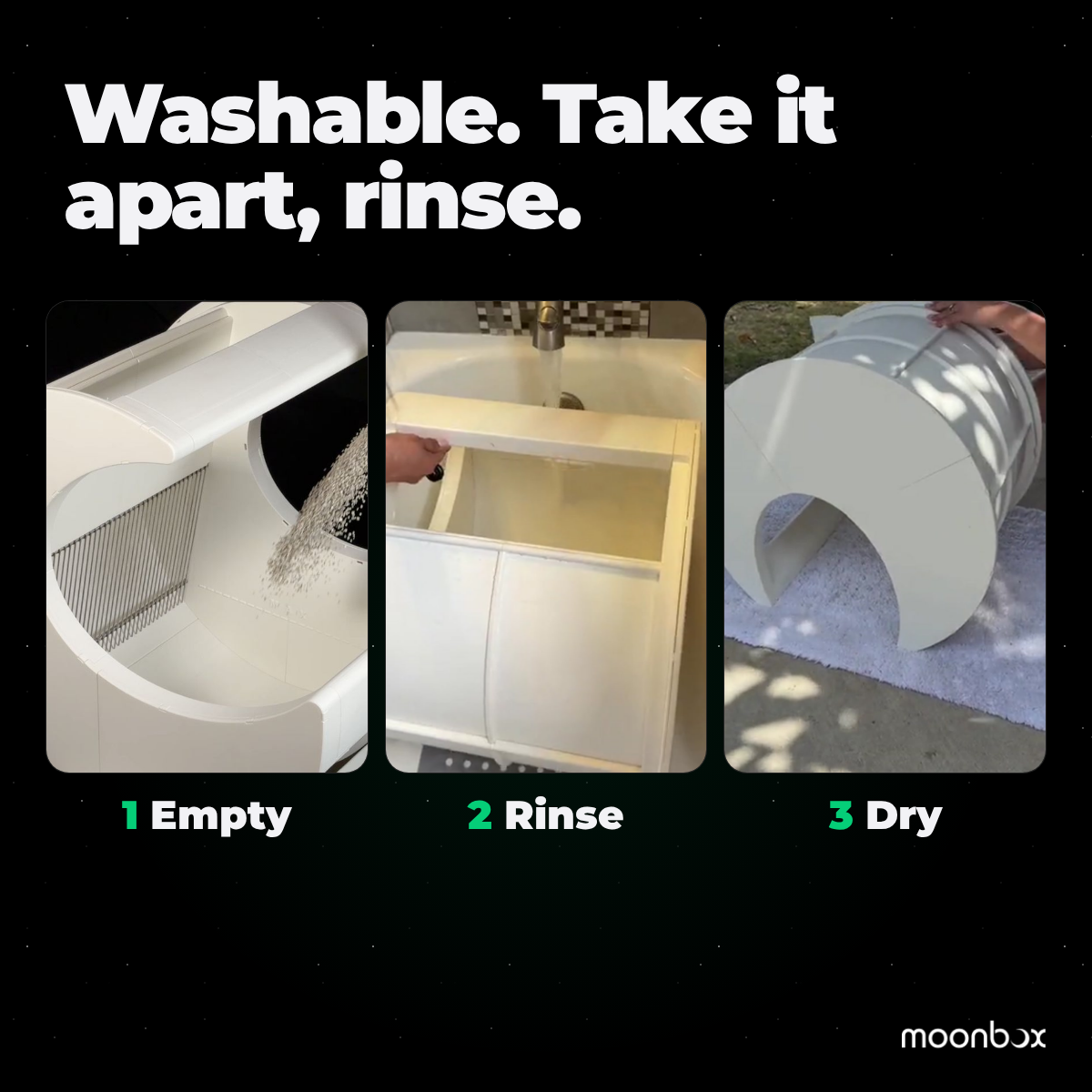 Moonbox Classic: washable, take it apart and rinse